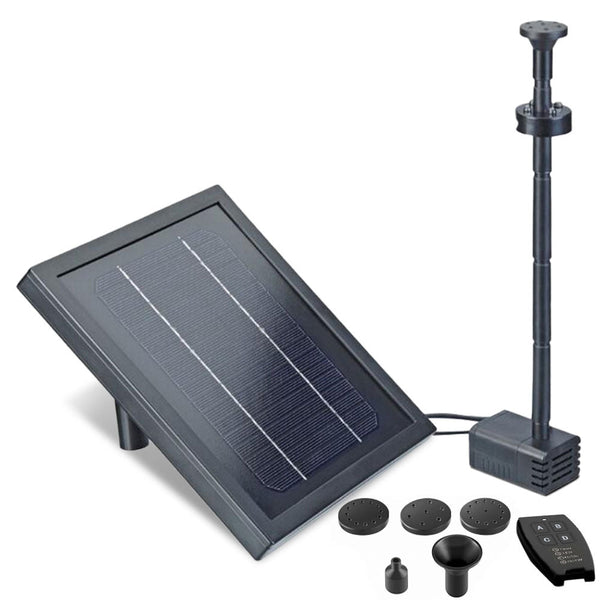 Home & Garden > Fountains > Fountains & Ponds - Protege Water Feature Fountain Pond Pump, w/ Solar Panel, Lithium Battery, Remote Control, Nozzle kit - Garden Yard