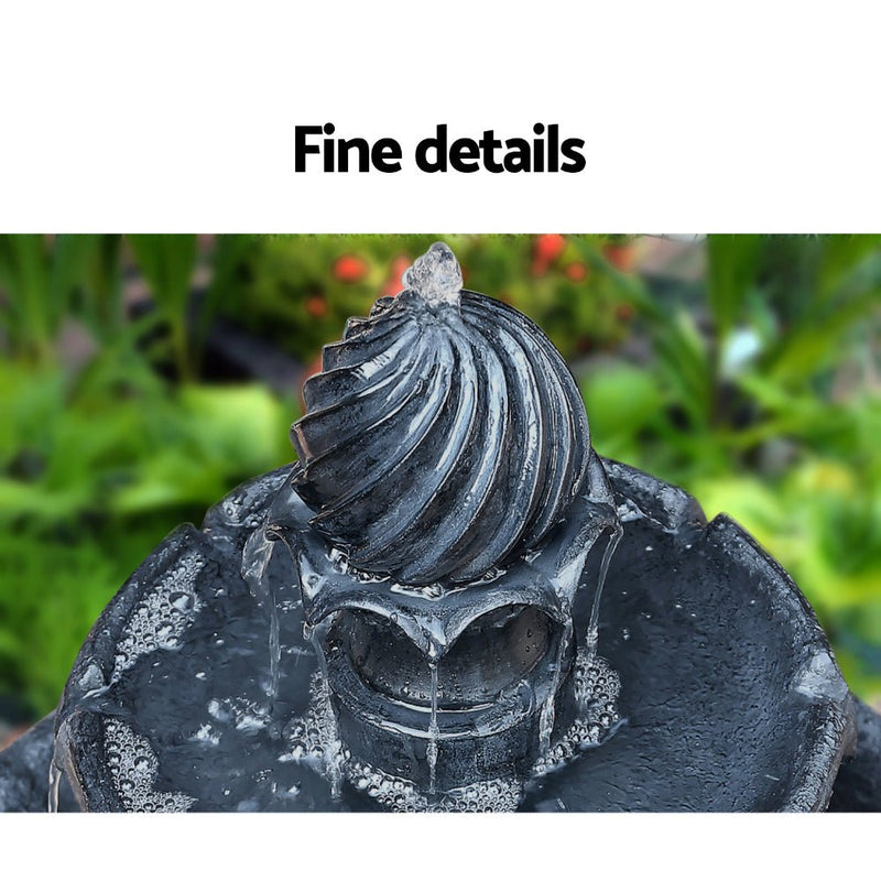 Home & Garden > Fountains - Gardeon Solar Water Feature 3 - Tier Fountain with Pump Kit Bird Bath 93CM Black - Garden Yard Aus