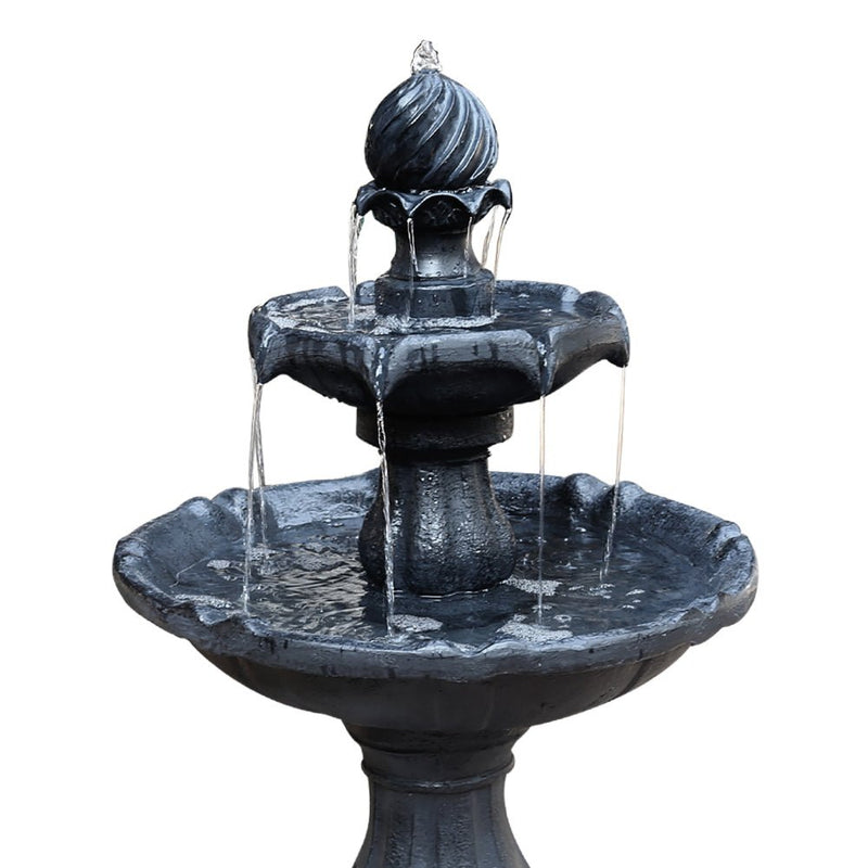 Home & Garden > Fountains - Gardeon Solar Water Feature 3 - Tier Fountain with Pump Kit Bird Bath 93CM Black - Garden Yard Aus