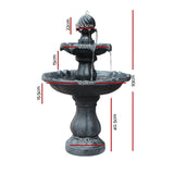Home & Garden > Fountains - Gardeon Solar Water Feature 3 - Tier Fountain with Pump Kit Bird Bath 93CM Black - Garden Yard Aus