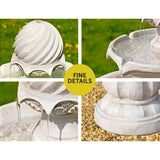 Home & Garden > Fountains - Gardeon Solar Water Feature 3 - Tier Fountain with Pump Kit Bird Bath 93CM Ivory - Garden Yard Aus
