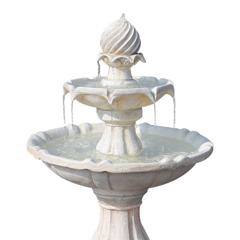 Home & Garden > Fountains - Gardeon Solar Water Feature 3 - Tier Fountain with Pump Kit Bird Bath 93CM Ivory - Garden Yard Aus