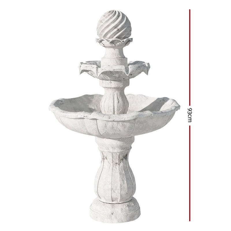 Home & Garden > Fountains - Gardeon Solar Water Feature 3 - Tier Fountain with Pump Kit Bird Bath 93CM Ivory - Garden Yard Aus