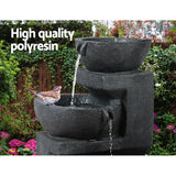 Home & Garden > Fountains - Gardeon Solar Water Feature Cascading Fountain 3 - Tier Bowl LED Lights 60CM Blue - Garden Yard Aus