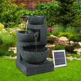 Home & Garden > Fountains - Gardeon Solar Water Feature Cascading Fountain 3 - Tier Bowl LED Lights 60CM Blue - Garden Yard Aus