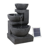 Home & Garden > Fountains - Gardeon Solar Water Feature Cascading Fountain 3 - Tier Bowl LED Lights 60CM Blue - Garden Yard Aus