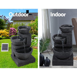 Home & Garden > Fountains - Gardeon Solar Water Feature Cascading Fountain 3 - Tier Bowl LED Lights 60CM Blue - Garden Yard Aus