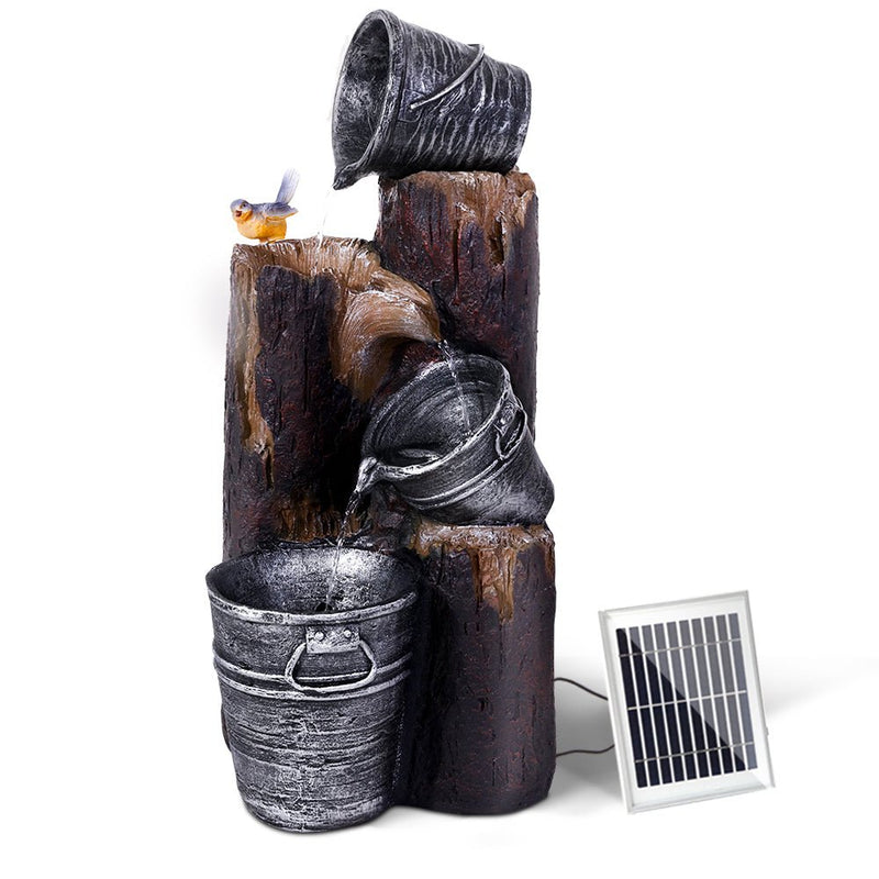 Home & Garden > Fountains - Gardeon Solar Water Feature Cascading Fountain 3 - Tier Bucket LED light Bird 76CM - Garden Yard Aus