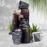 Home & Garden > Fountains - Gardeon Solar Water Feature Cascading Fountain 3 - Tier Bucket LED light Bird 76CM - Garden Yard Aus