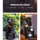 Home & Garden > Fountains - Gardeon Solar Water Feature Cascading Fountain 3 - Tier Bucket LED light Bird 76CM - Garden Yard Aus
