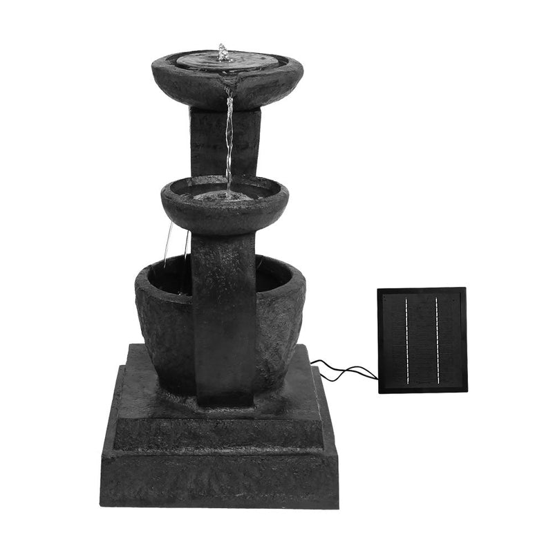 Home & Garden > Fountains - Gardeon Solar Water Feature Cascading Fountain 3 - Tier Mushroom LED Light 70CM - Garden Yard Aus