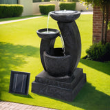 Home & Garden > Fountains - Gardeon Solar Water Feature Cascading Fountain 3 - Tier Mushroom LED Light 70CM - Garden Yard Aus