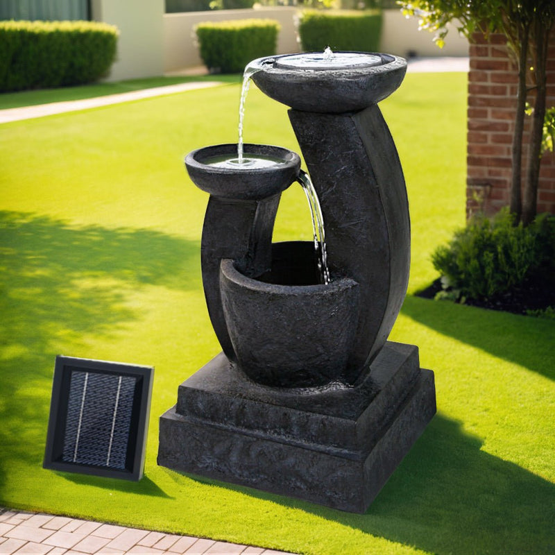 Home & Garden > Fountains - Gardeon Solar Water Feature Cascading Fountain 3 - Tier Mushroom LED Light 70CM - Garden Yard Aus