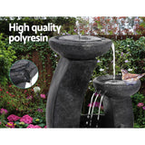Home & Garden > Fountains - Gardeon Solar Water Feature Cascading Fountain 3 - Tier Mushroom LED Light 70CM - Garden Yard Aus