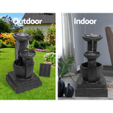 Home & Garden > Fountains - Gardeon Solar Water Feature Cascading Fountain 3 - Tier Mushroom LED Light 70CM - Garden Yard Aus