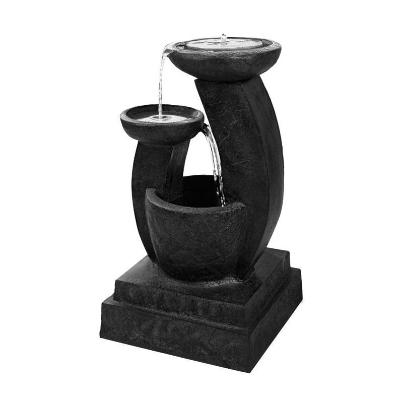 Home & Garden > Fountains - Gardeon Solar Water Feature Cascading Fountain 3 - Tier Mushroom LED Light 70CM - Garden Yard Aus