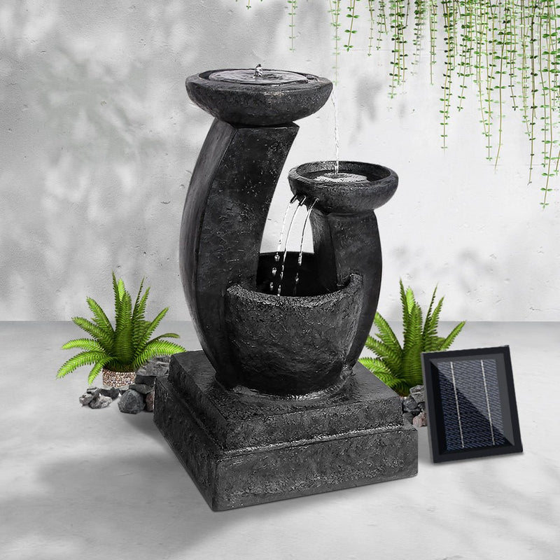 Home & Garden > Fountains - Gardeon Solar Water Feature Cascading Fountain 3 - Tier Mushroom LED Light 70CM - Garden Yard Aus