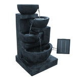 Home & Garden > Fountains - Gardeon Solar Water Feature Cascading Fountain 4 - Tier Bowl LED Lights 72CM Blue - Garden Yard Aus