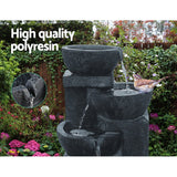 Home & Garden > Fountains - Gardeon Solar Water Feature Cascading Fountain 4 - Tier Bowl LED Lights 72CM Blue - Garden Yard Aus