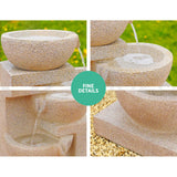 Home & Garden > Fountains - Gardeon Solar Water Feature Cascading Fountain 4 - Tier Bowl LED Lights 72CM Sand - Garden Yard Aus
