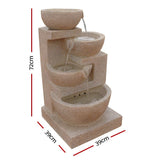 Home & Garden > Fountains - Gardeon Solar Water Feature Cascading Fountain 4 - Tier Bowl LED Lights 72CM Sand - Garden Yard Aus