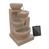 Home & Garden > Fountains - Gardeon Solar Water Feature Cascading Fountain 4 - Tier Bowl LED Lights 72CM Sand - Garden Yard Aus