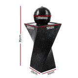 Home & Garden > Fountains - Gardeon Solar Water Feature Twisted Fountain LED Light Bird Bath 85CM Black - Garden Yard Aus
