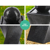 Home & Garden > Fountains - Gardeon Solar Water Feature Twisted Fountain LED Light Bird Bath 85CM Black - Garden Yard Aus