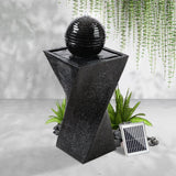 Home & Garden > Fountains - Gardeon Solar Water Feature Twisted Fountain LED Light Bird Bath 85CM Black - Garden Yard Aus