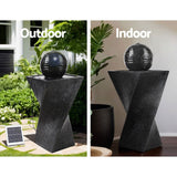 Home & Garden > Fountains - Gardeon Solar Water Feature Twisted Fountain LED Light Bird Bath 85CM Black - Garden Yard Aus