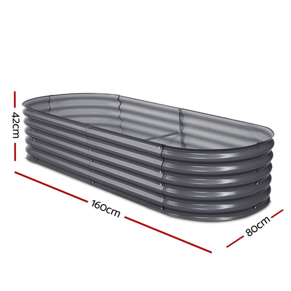Home & Garden > Garden Beds > Garden Beds & Planters - 2x Green Fingers Raised Garden Bed 160X80X42cm Oval Planter Box Raised Container Galvanised - Garden Yard