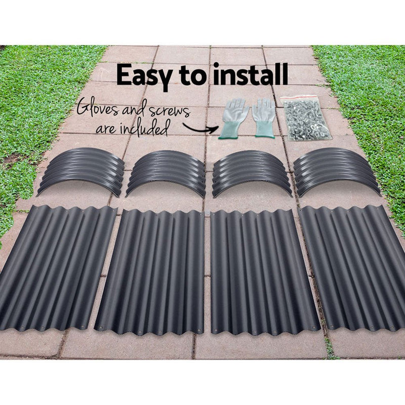 Home & Garden > Garden Beds > Garden Beds & Planters - 2x Green Fingers Raised Garden Bed 160X80X42cm Oval Planter Box Raised Container Galvanised - Garden Yard