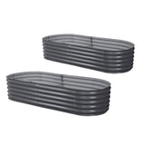 Home & Garden > Garden Beds > Garden Beds & Planters - 2x Green Fingers Raised Garden Bed 160X80X42cm Oval Planter Box Raised Container Galvanised - Garden Yard