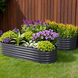 Home & Garden > Garden Beds > Garden Beds & Planters - 2x Green Fingers Raised Garden Bed 160X80X42cm Oval Planter Box Raised Container Galvanised - Garden Yard