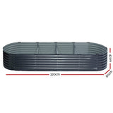 Home & Garden > Garden Beds > Garden Beds & Planters - 2x Green Fingers Raised Garden Bed 320X80X42cm Oval Planter Box Container Galvanised - Garden Yard