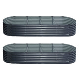 Home & Garden > Garden Beds > Garden Beds & Planters - 2x Green Fingers Raised Garden Bed 320X80X42cm Oval Planter Box Container Galvanised - Garden Yard
