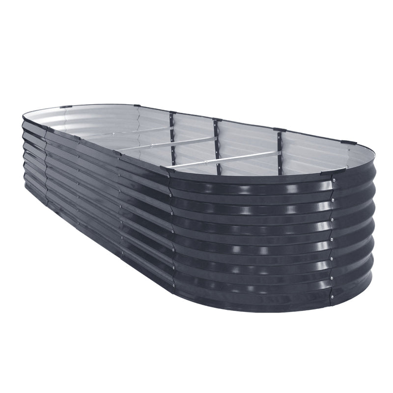 Home & Garden > Garden Beds > Garden Beds & Planters - 2x Green Fingers Raised Garden Bed 320X80X42cm Oval Planter Box Container Galvanised - Garden Yard