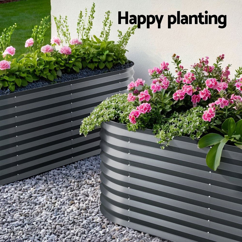 Home & Garden > Garden Beds > Garden Beds & Planters - 2x Green Fingers Raised Garden Bed 320X80X56cm Oval Planter Box - Garden Yard