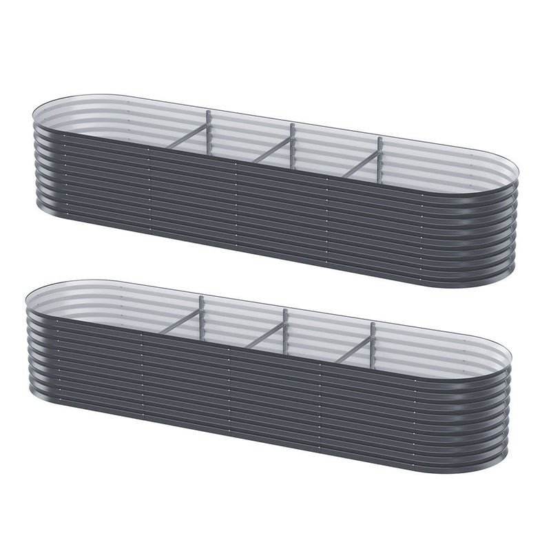 Home & Garden > Garden Beds > Garden Beds & Planters - 2x Green Fingers Raised Garden Bed 320X80X56cm Oval Planter Box - Garden Yard