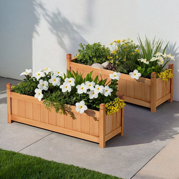 Home & Garden > Garden Beds > Garden Beds & Planters - 2x Green Fingers Raised Garden Bed 90x30x33cm Wooden Planter Box Raised Container Growing - Garden Yard
