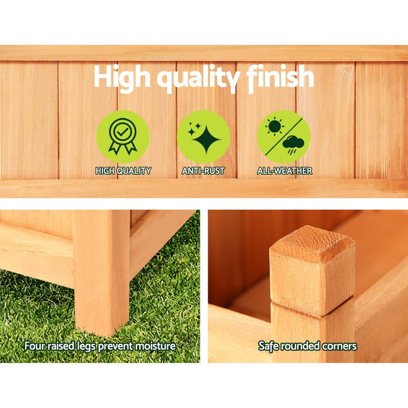 Home & Garden > Garden Beds > Garden Beds & Planters - 2x Green Fingers Raised Garden Bed 90x30x33cm Wooden Planter Box Raised Container Growing - Garden Yard