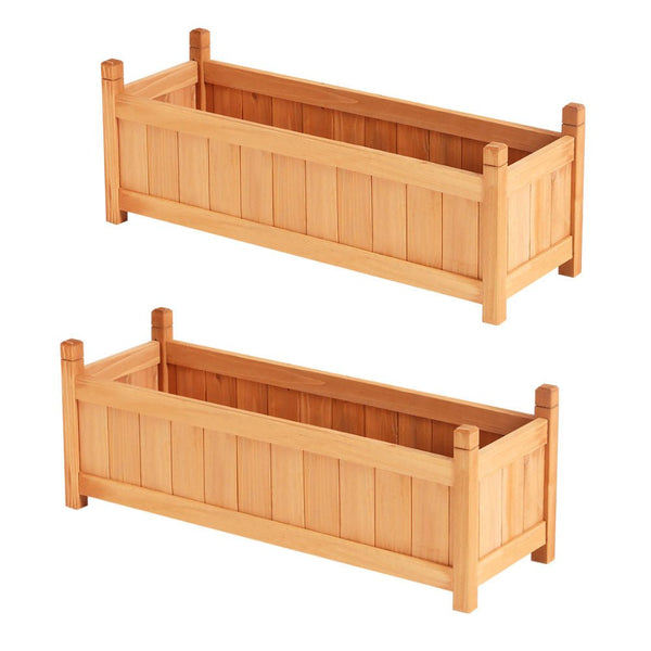 Home & Garden > Garden Beds > Garden Beds & Planters - 2x Green Fingers Raised Garden Bed 90x30x33cm Wooden Planter Box Raised Container Growing - Garden Yard