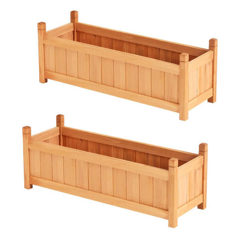 Home & Garden > Garden Beds > Garden Beds & Planters - 2x Green Fingers Raised Garden Bed 90x30x33cm Wooden Planter Box Raised Container Growing - Garden Yard