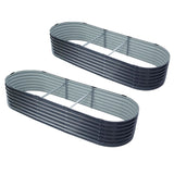 Home & Garden > Garden Beds > Garden Beds & Planters - 2x Raised Green Fingers Garden Bed 240X80X42cm Oval Planter Box Container Galvanised - Garden Yard