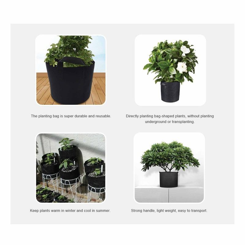 Home & Garden > Garden Beds > Garden Beds & Planters - 6 Pck 10 Gallon Fabric Flower Pots 38L Garden Planter Bags Black Felt Root Pouch - Garden Yard