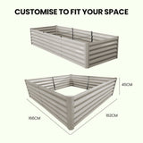 Home & Garden > Garden Beds > Garden Beds & Planters - MY FARM 240 x 90 x 45cm Raised Garden Bed, Rectangular, Corrugated Metal, with Ground Stakes, Light Grey - Garden Yard