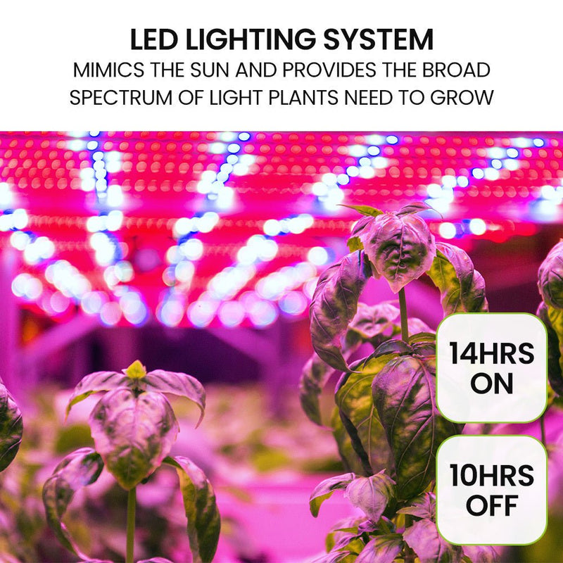 Home & Garden > Garden Beds > Garden Beds & Planters - PLANTCRAFT 12 Pod Indoor Hydroponic Growing System with Bamboo Frame & LED Lights - Garden Yard