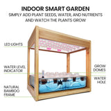 Home & Garden > Garden Beds > Garden Beds & Planters - PLANTCRAFT 12 Pod Indoor Hydroponic Growing System with Bamboo Frame & LED Lights - Garden Yard