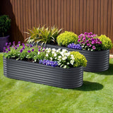 Home & Garden > Garden Beds > Garden Beds & Planters - x2 Green Fingers Raised Garden Bed Kit Planter Oval Galvanised Steel 240cmX80cmX56cm - Garden Yard