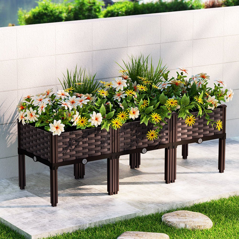 Home & Garden > Garden Beds - Green Fingers Garden Bed 120x40x36cm PP Planter Box Raised Container for growing Vegetables, Flowers & Herbs - Garden Yard